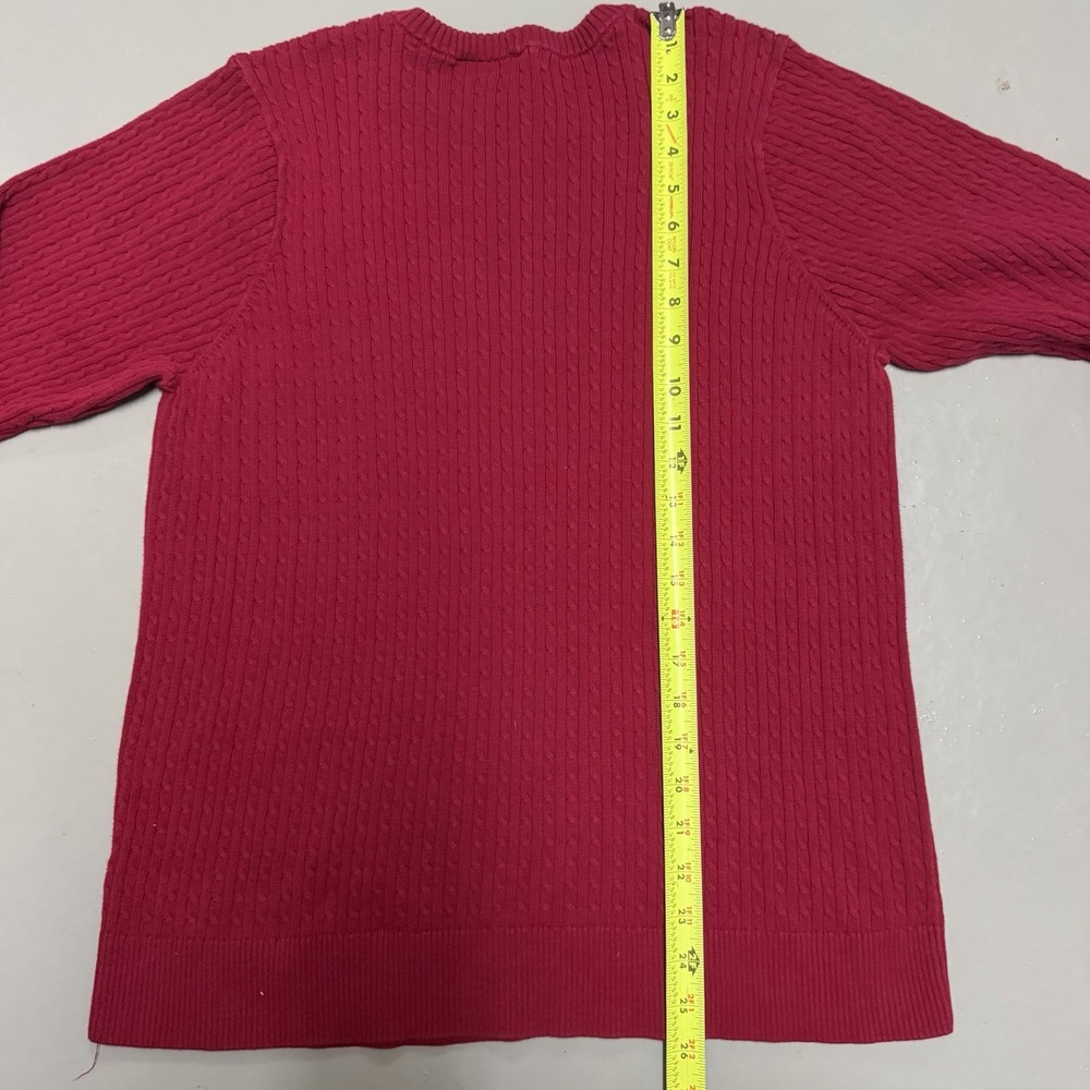 Jeanne Pierre Woman 2X Red Cable Knit Sweater Crew Neck Pullover Cotton - Picture 6 of 6
